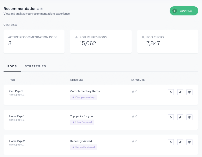 recommendations dashboard in Constructor