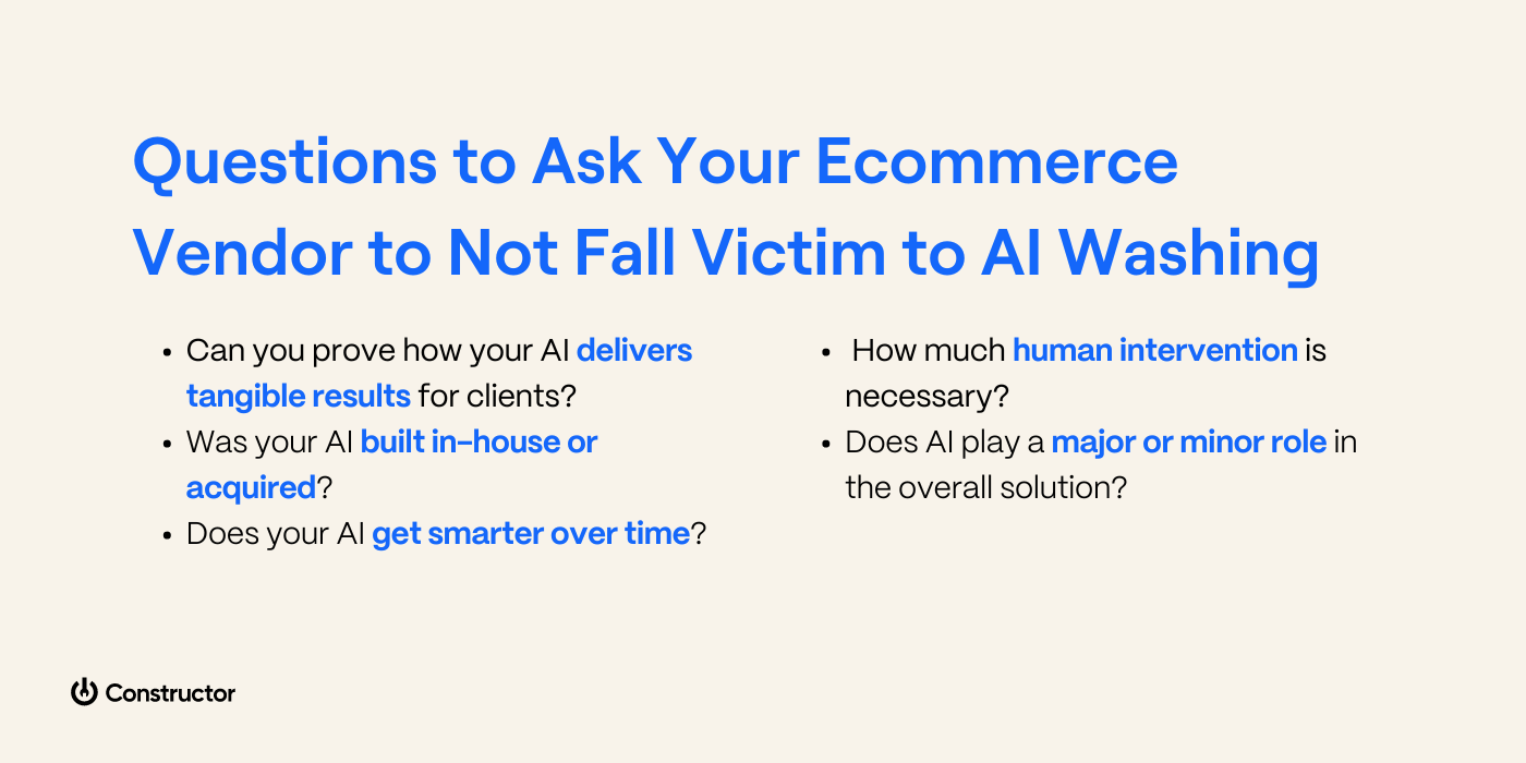 AI Washing: What Is It and Key Questions to Ask Your Ecommerce Vendor