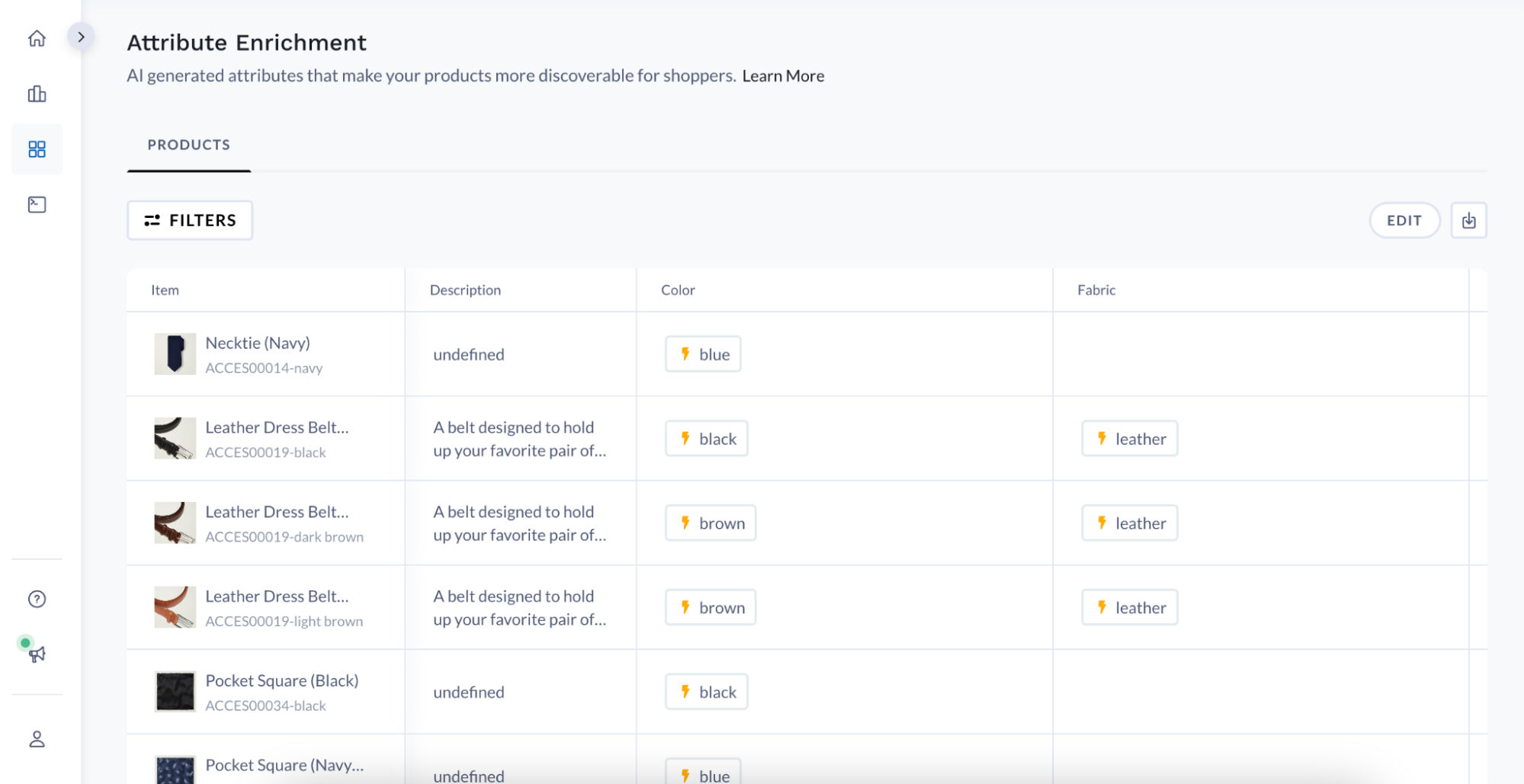 attribute enrichment for product data