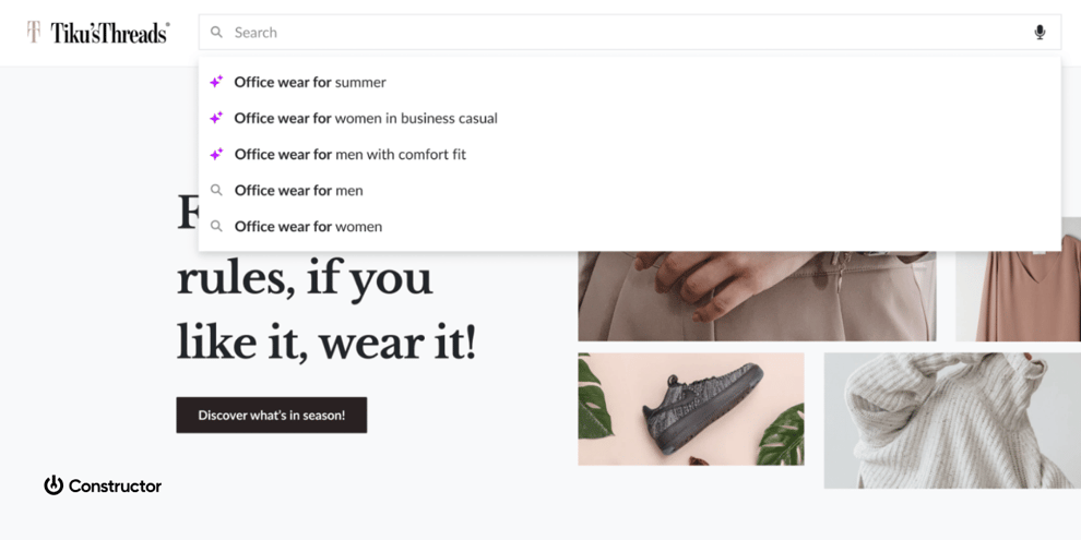 TikusThreads AI Shopping Assistant in autocomplete