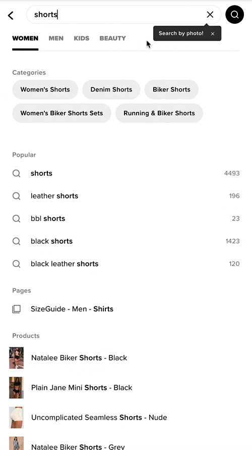 fashionnova autosuggest tabs