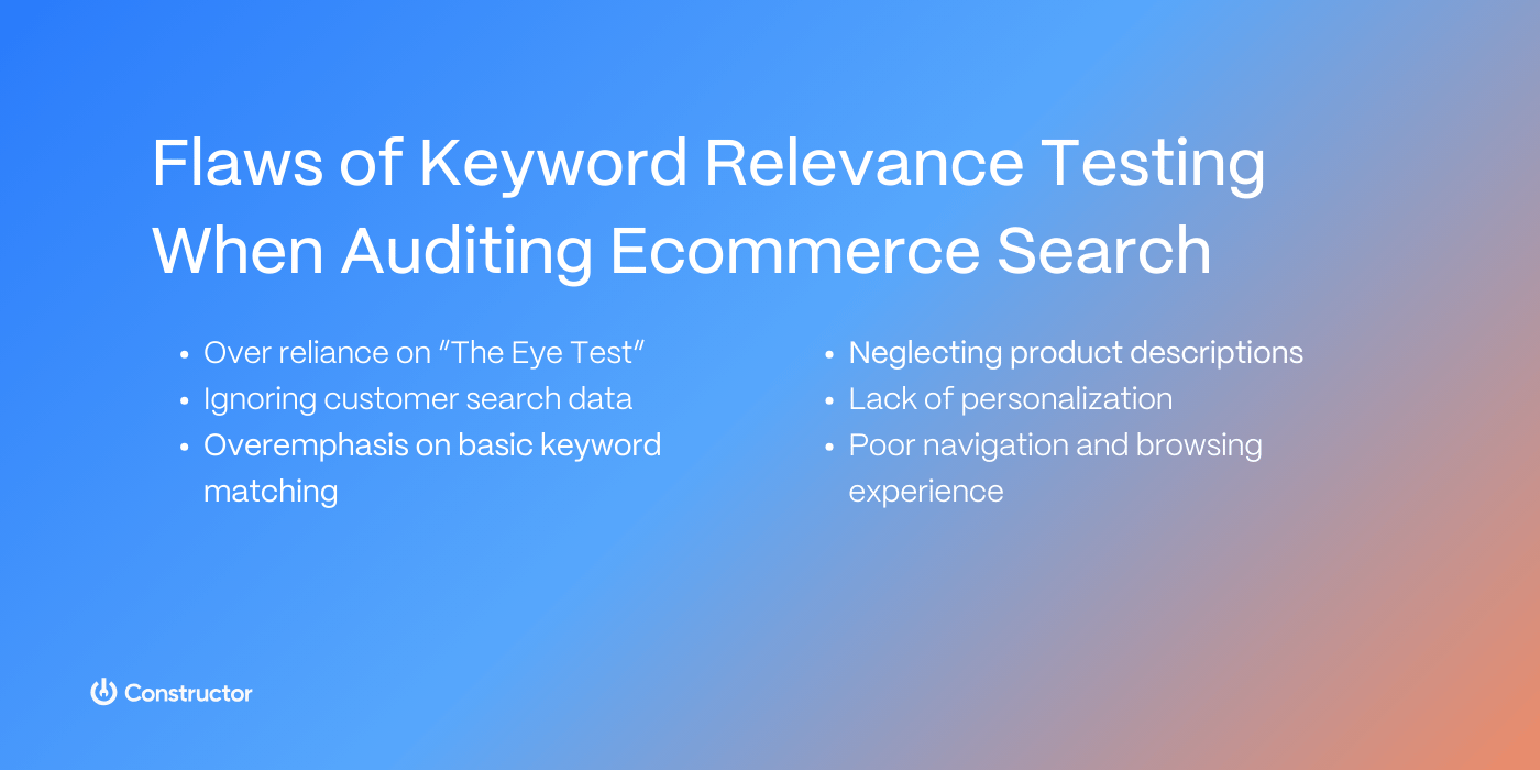 keyword relevance testing auditing ecommerce sites flaws
