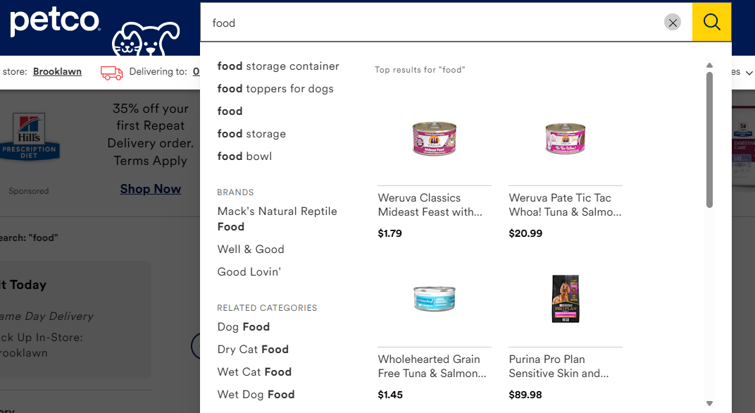 petco search intent