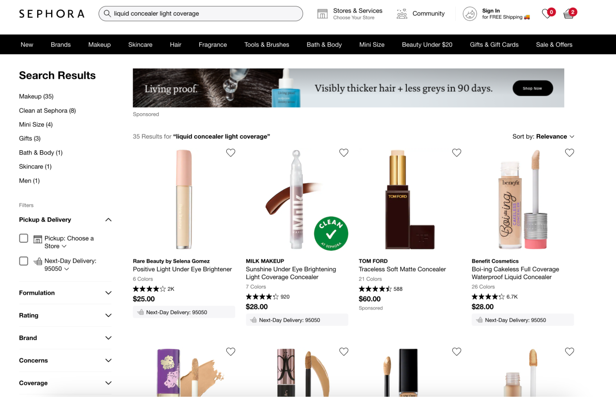 sephora sponsored listings